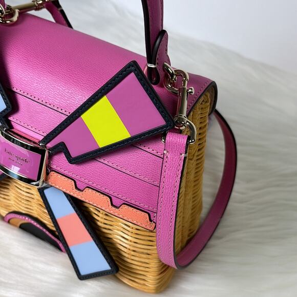 NWT💃Kate Spade Tee Time Wicker 3D Windmill Top-handle Bag - Picture 3 of 16